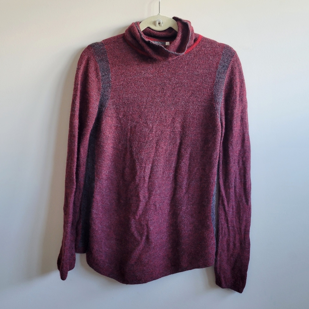 Sol Alpaca US Links Sweater‎ Burgundy Grey